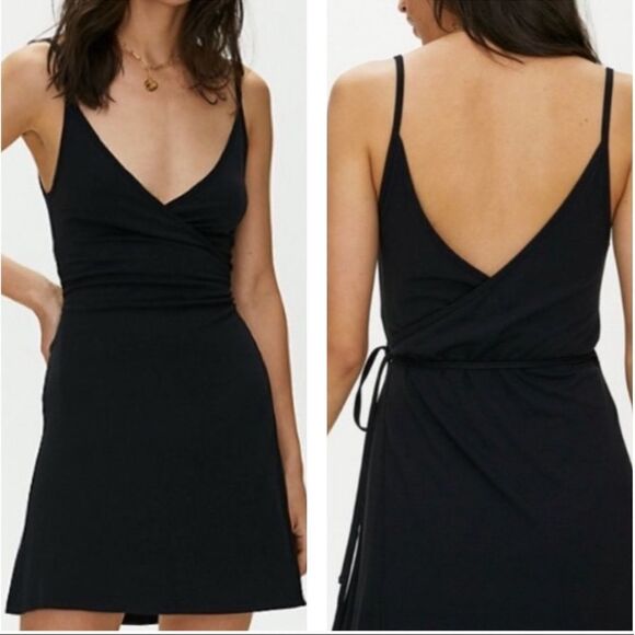 Aritzia Wilfred Free Mystic Dress Mauve Mousse   Pink Wrap Mini Dress Size Large - Picture 10 of 11